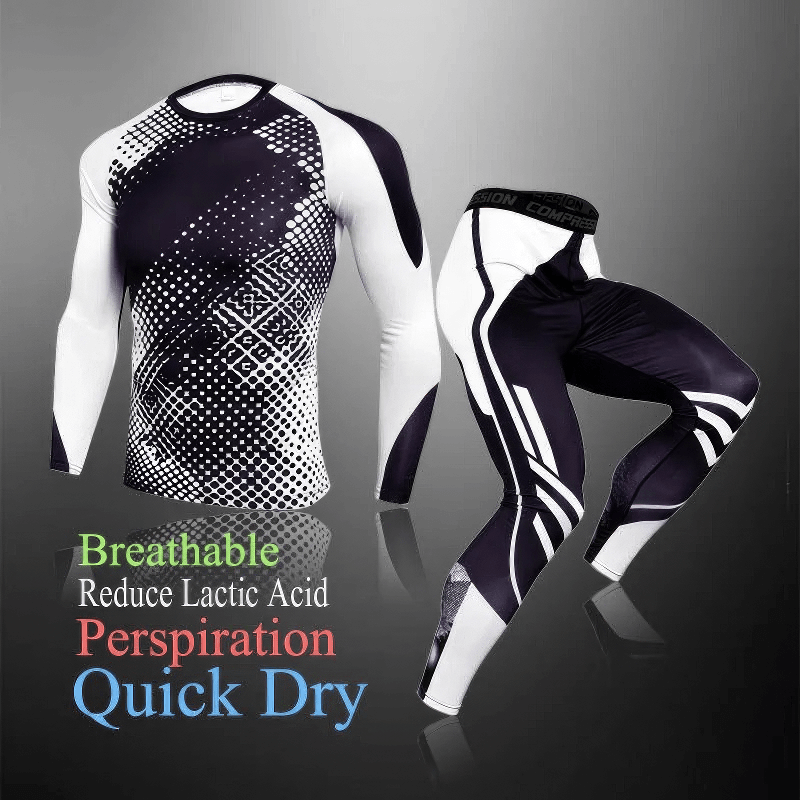 Men's Athletic Performance Wear Set SF2032 - Breathable, quick-dry workout clothes for bodybuilding, yoga, and running.